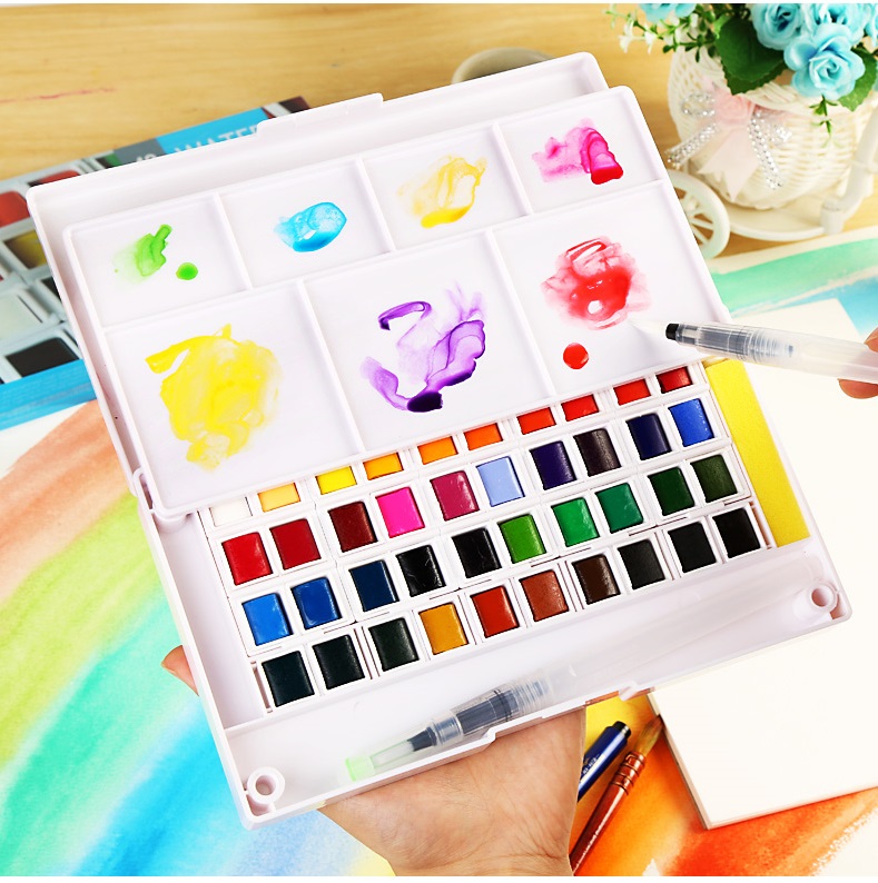 Bright Colors Portable Solid Watercolor Painting Set Shop ExMart